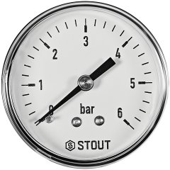 Манометр аксиальный STOUT корпус Dn 50 мм 1/4 , 0...6 бар, кл.2.5