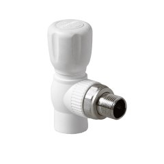 Шаровой кран Pro Aqua d=25-3/4 PP-R для радиатора угловой Белый, PA42110