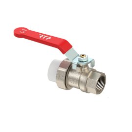 Кран шаровой ручка рычаг, латунь, с переходом на трубу PPR/внутренняя резьба 32х1, еврослот, никель, RTP
