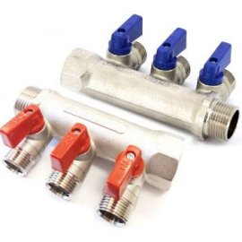 Коллектор с вентилями TIEMME (1/2)х1 на 2 выхода