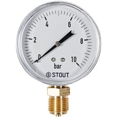 Манометр радиальный STOUT корпус Dn 80 мм 1/2 , 0...10 бар, кл.2.5
