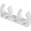 Двойное крепление Политэк d=20 для полипропиленовых труб под сварку (цвет белый), 9000020020