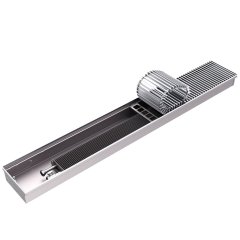 Внутрипольный конвектор ROMMER RCN2-1000 120х260х4400 (Решётка роликовая, анодированный алюминий) универсальное подключение, RCN2-1000-1226440