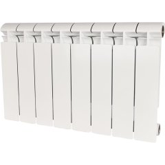 Радиатор биметаллический STOUT ALPHA 350 8 секций боковое подключение (белый RAL 9016)