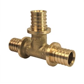 Тройник аксиальный, латунь,16, желтый, RTP