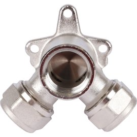 Тройник TIEMME с креплением, внутренняя резьба (16х2.0х1/2) для металлопластиковых труб винтовой, 1600063