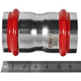Муфта равнопроходная ROMMER ВПр, 35, из нержавеющей стали прессовой, RSS-1017-000035