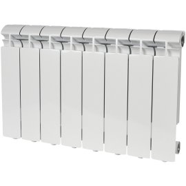 Радиатор алюминиевый STOUT ALPHA 350 8 секций боковое подключение (белый RAL 9016), SRA-2310-035008