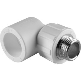 Угольник Политэк 25x3/4 с наружной резьбой для полипропиленовых труб под сварку (цвет белый), 9410002512