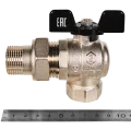 Кран шаровой полнопроходной угловой с американкой STOUT ВР/НР ручка бабочка 3/4
