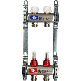 Коллектор из нержавеющей стали STOUT с расходомерами 2 вых.