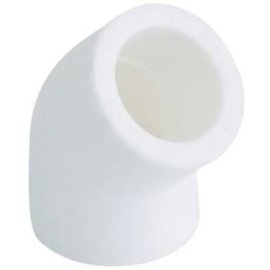 Угольник Kalde d=25 45* для полипропиленовых труб под сварку (цвет белый), R.3212-elb-250045