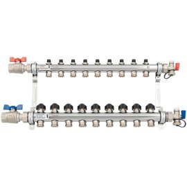 Комплект коллекторов с шаровыми кранами РЕХАУ HKV 9 контуров, 12180913001