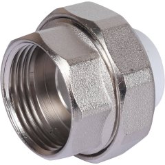 Муфта разъемная с внутренней резьбой Политэк 20х1 для полипропиленовых труб под сварку (цвет белый)