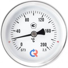 Термометр биметаллический РОСМА 100 мм c гильзой 160 градусов 1/2 осевой шток 64х6 мм БТ-51.211