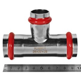 Тройник ROMMER переходной ВПр, 28х22х28, из нержавеющей стали прессовой, RSS-1014-282228