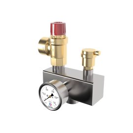 Группа безопасности GIDRUSS для котла до 200 кВт 3 бар BSGSS-200 (нерж. сталь AISI 304, предохранительный клапан, воздухоотоводчик)