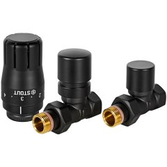 Комплект клапанов термостатических STOUT Design черный, прямой 1/2, SVTDK-0001-000015B
