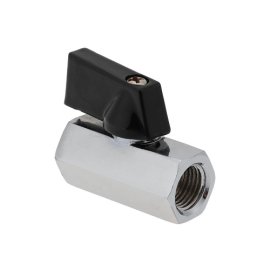 Кран шаровой мини, латунь, внутренняя/внутренняя резьба  1/2, индивидуальная упаковка, хромированный, RTP