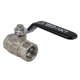 Кран шаровой ГОСТ ручка рычаг, латунь, внутренняя/внутренняя резьба 1,PN40 никель, RTP