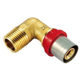 Угольник TIEMME с наружной резьбой 16x1/2 для металлопластиковых труб прессовой, 1650010