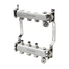 Коллекторный блок с регулировочными клапанами Pro Aqua 9 выходов, 530 мм, 1 x 3/4