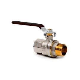 Кран шаровой ручка рычаг, латунь, внутренняя/наружная резьба  3/4,PN40 никель, РТП