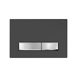 Панель смыва РЕХАУ NOVA LONG 001 с прямоугольными клавишами, пластик, черный, матовый, контур клавиш хром, глянцевый, 19102361001