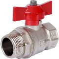 Кран шаровой стандартнопроходной STOUT ВР/НР, ручка бабочка 3/4 (красная ручка), SVB-1014-000020