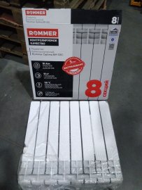 Уцененный товар (повреждения крайних секций): Радиатор биметаллический ROMMER Optima BM 500 8 секций боковое подключение (RAL9016), RBM-0210-050008