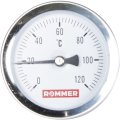 Термометр биметаллический ROMMER 63 мм 120 градусов с погружной гильзой 50 мм 1/2