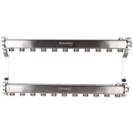 Коллектор из нержавеющей стали ROMMER для радиаторной разводки 11 выходов, RMS-4401-000011