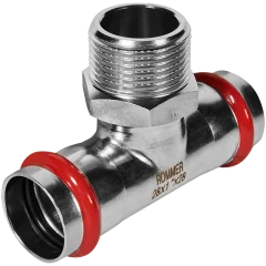 Тройник-переходник-НР ROMMER 28х1 из нержавеющей стали прессовой