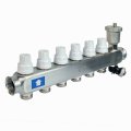 Коллекторная группа с регулирующими клапанами, расходомерами, воздухоотводчиками, обратными и дренажными клапанами, кронштейном (евроконус 3/4) нержавеющая сталь SUS 304 1х 6 выходов, RTP