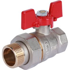 Кран шаровой ROMMER с американкой 3/4 ВН/НР, ручка бабочка, RBV-0005-0510220