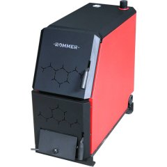 Котел твердотопливный ROMMER 21 кВт с возможностью установки ТЭНа, терморегулятора/турбокомплекта, пеллетной горелки, RSB-1110-000021