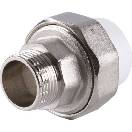 Муфта разъемная Kalde с наружной резьбой 25х3/4 для полипропиленовых труб под сварку (цвет белый), 3252-tum-250c00