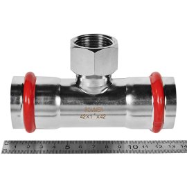 Тройник-Переходник ROMMER ВПр-ВР, 42х1, из нержавеющей стали прессовой, RSS-1015-000421