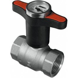 Шаровой кран HERZ с 3Т-образной полимерной рукояткой и термометром (цвет рукоятки - красный, ВР-ВР 1 1/4, 1220164