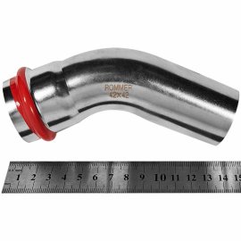 Угольник ROMMER однораструбный 45° ВПр-НПр, 42, из нержавеющей стали прессовой, RSS-1004-000042