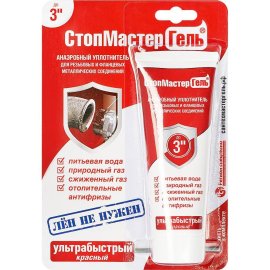 СантехМастерГель Анаэробные гели СтопМастерГель Красный, ультрабыстрый, до 3”, 60 г, тюбик, блистер, 04023