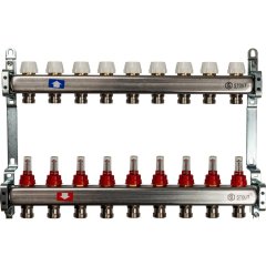Коллектор из нержавеющей стали с расходомерами STOUT 9 выходов