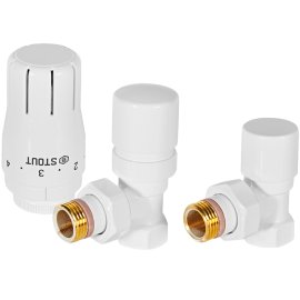 Комплект клапанов термостатических STOUT Design белый, угловой 1/2