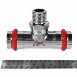 Тройник-Переходник ROMMER ВПр-НР, 22х1/2, из нержавеющей стали прессовой, RSS-1016-002212
