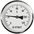 SIM-1001-107515 STOUT Термометр биметаллический осевой с погружной гильзой. Корпус Dn 100 мм, гильза 75 мм 1/2 , 0...120°С