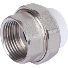 Муфта разъемная с внутренней резьбой Политэк 25х1 для полипропиленовых труб под сварку (цвет белый)