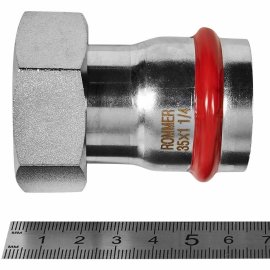 Переходник ROMMER с накидной гайкой ВПр-ВР, 35х11/4, из нержавеющей стали прессовой, RSS-1026-035114