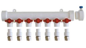 Коллектор с воздухоотводчиком и запорными кранами Kalde (7 выходов)