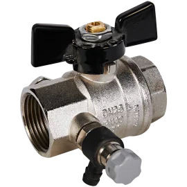 Кран шаровой BUGATTI Oregon 1” с дренажем и воздухоотводчиком, (ручка-бабочка) внут-внут резьба