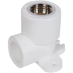 Угольник Pro Aqua d=20-1/2 PP-R с креплением комбинированный ВР Белый